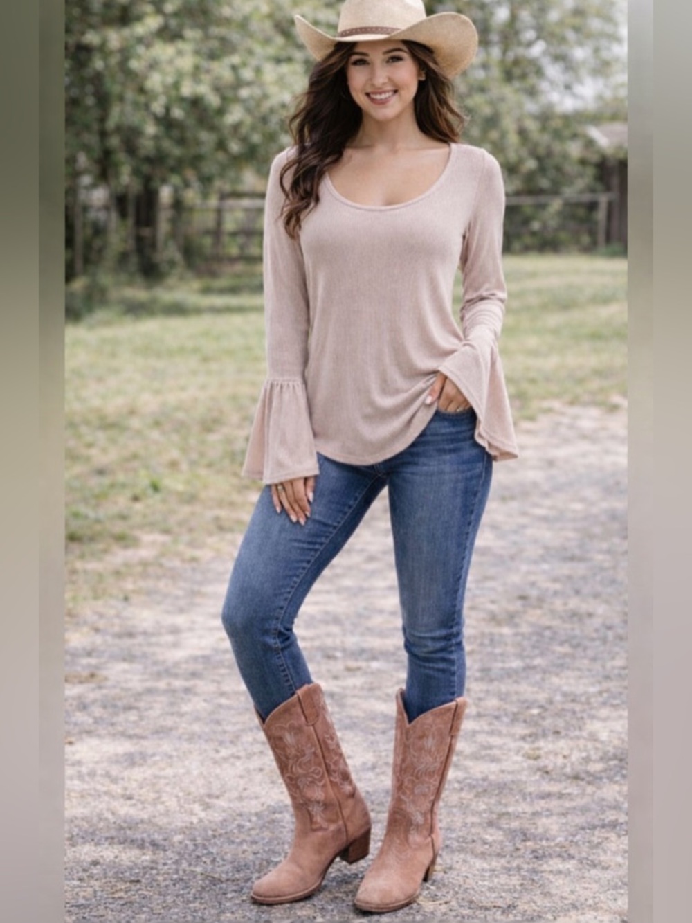 Chaser bell sleeve waffle knit Women's Top